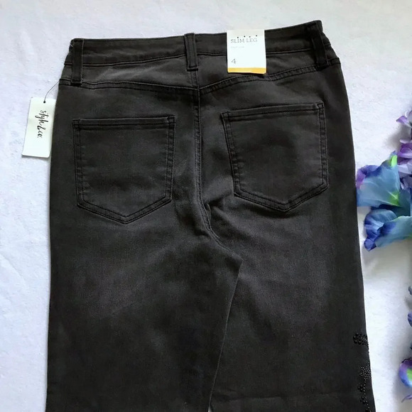 Style & Co. NWT Dark Grey Slim Leg Jeans Women 4 - Picture 8 of 13